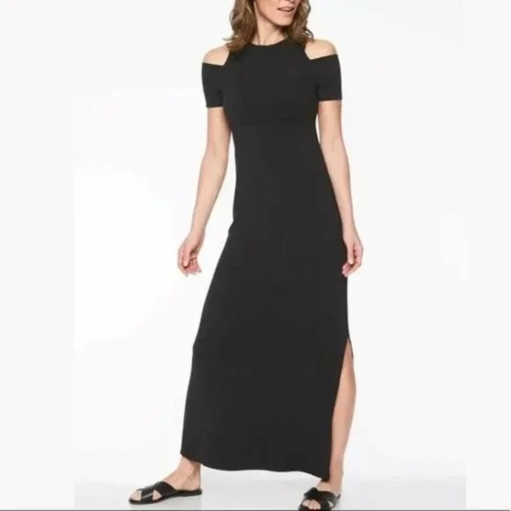 Athleta Isla Cut Out Maxi Athleisure Travel Dress Black Size M